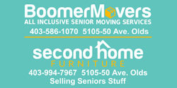 Boomer Movers - All inclusive senior moving services - 403-586-1070 - 5105-50 Ave. Olds | Second Home Furniture - 403-994-7967 - 5105-50 Ave. Olds - Selling Seniors Stuff